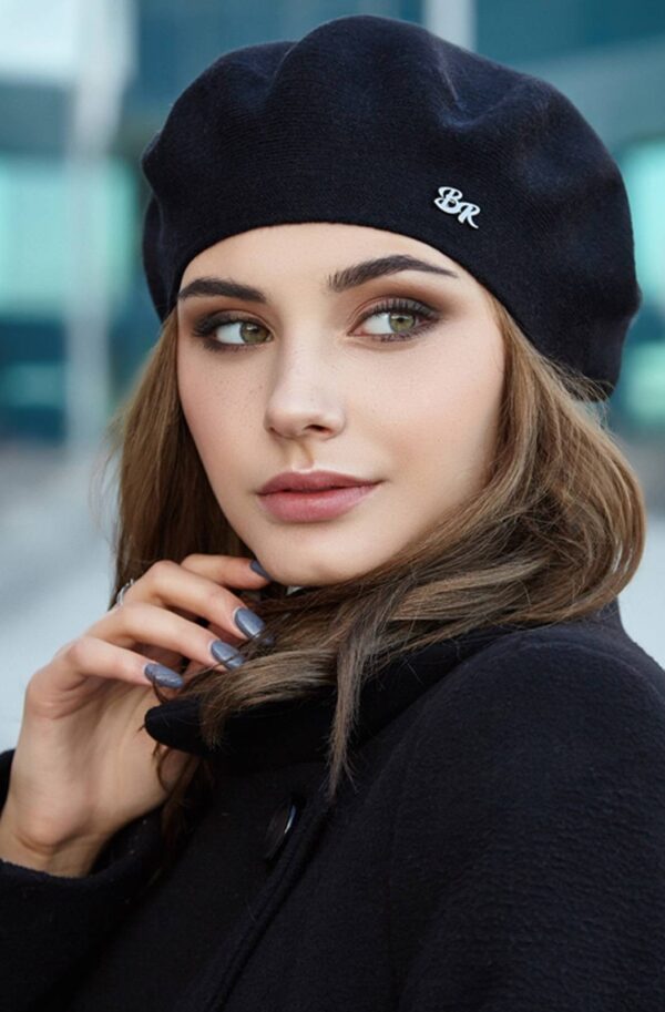 Подвійний берет в класичному стилі чорний | 92085