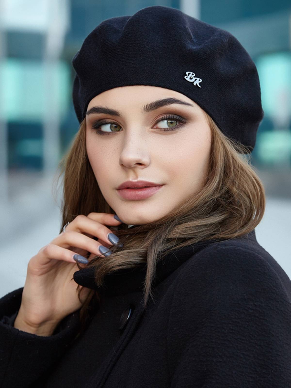 Подвійний берет в класичному стилі чорний | 92085 Подвійний берет в класичному стилі чорний | 92085