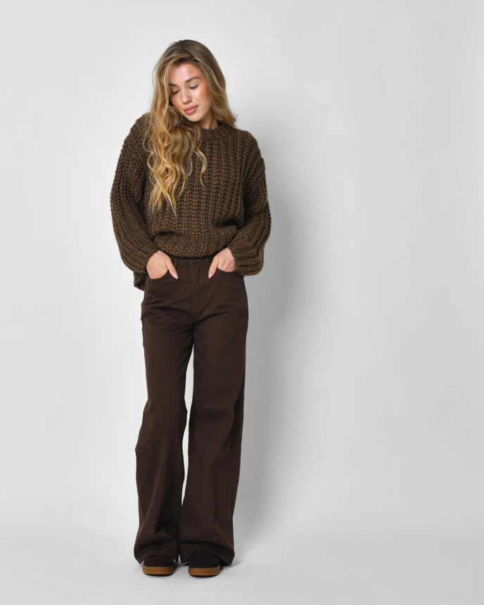 Широкі джинси прямого крою коричневі | 92312 Широкі джинси прямого крою коричневі | 92312