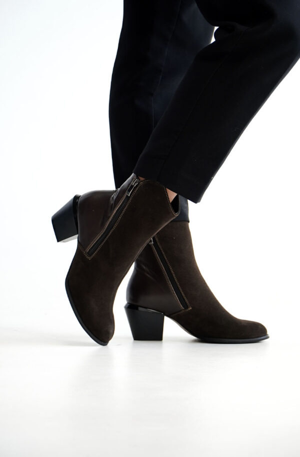 Черевики комбінація шкіри та замші коричневі | 92160