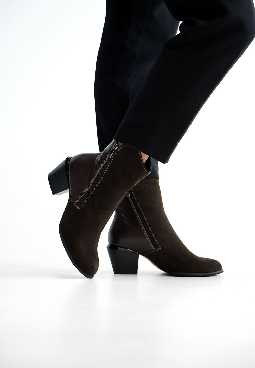 Черевики комбінація шкіри та замші коричневі | 92160 Черевики комбінація шкіри та замші коричневі | 92160