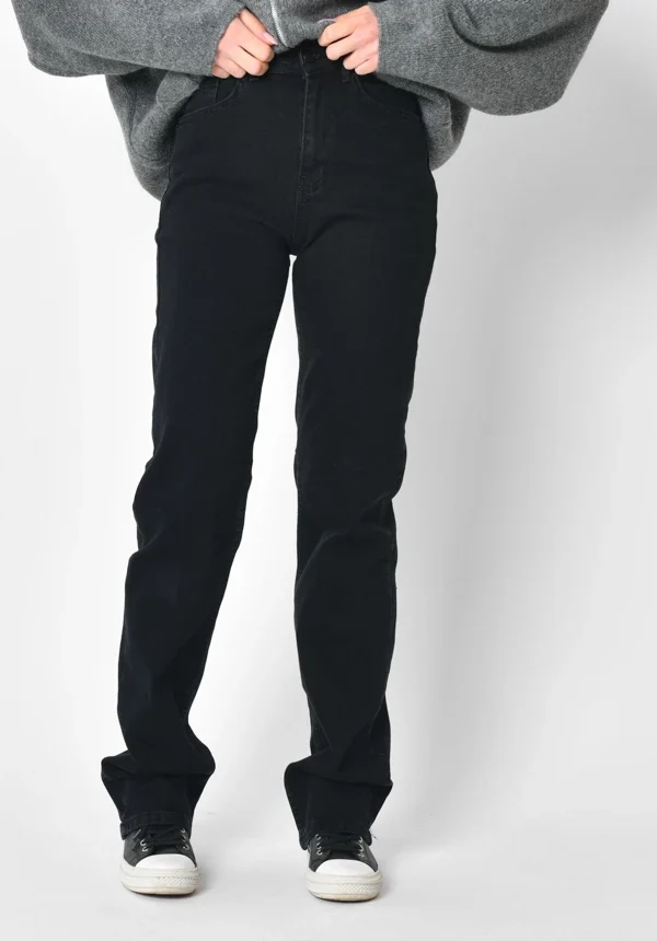 Прямі джинси чорні з високою посадкою | 92251