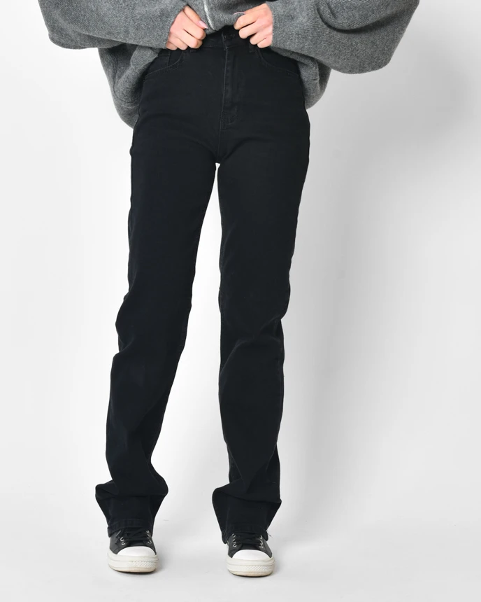 Прямі джинси чорні з високою посадкою | 92251