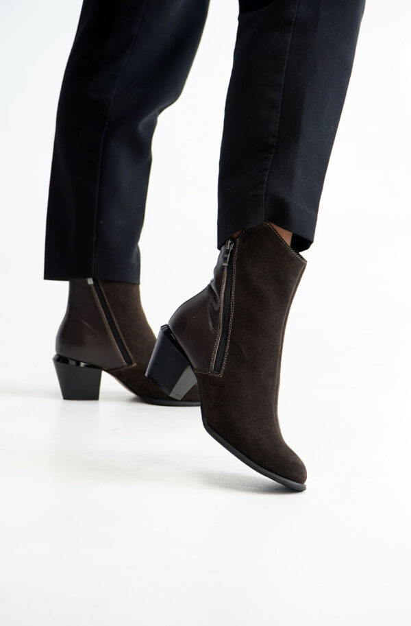 Черевики комбінація шкіри та замші коричневі | 92160