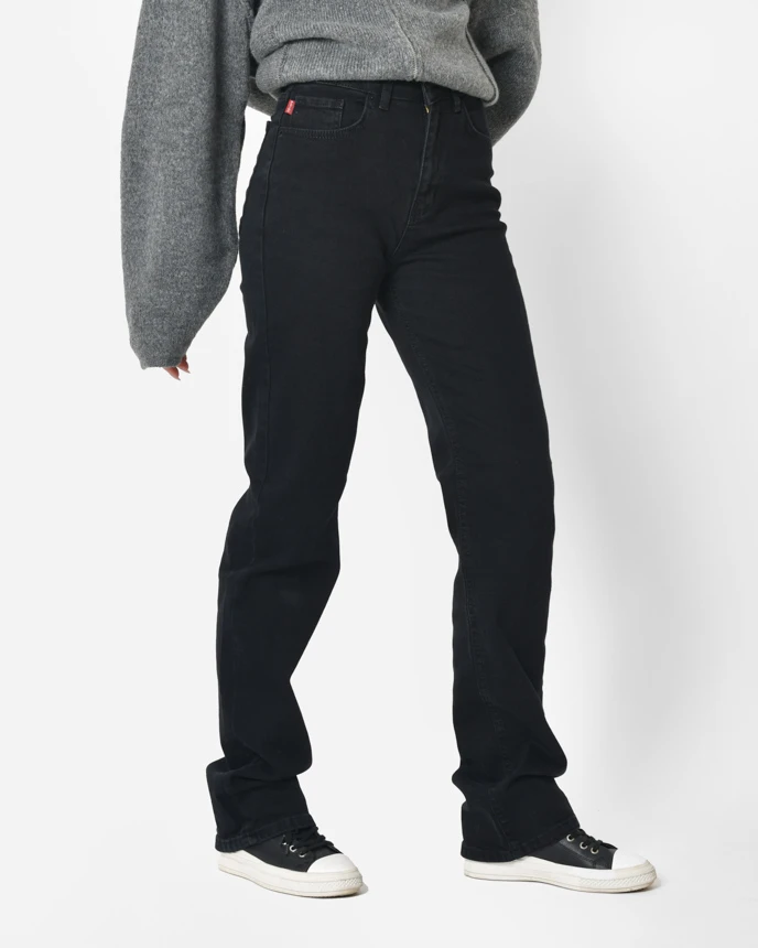 Прямі джинси чорні з високою посадкою | 92251