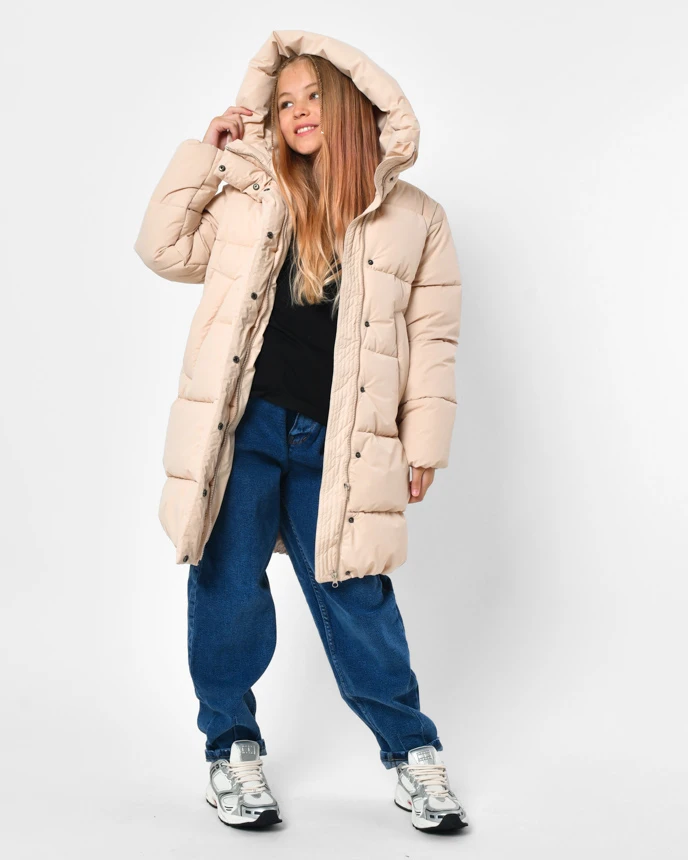 Зимовий пуховик для дівчаток бежевий | 92185 Зимовий пуховик для дівчаток бежевий | 92185