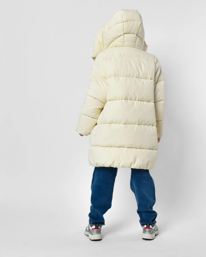 Зимовий пуховик для дівчаток молочний | 92222
