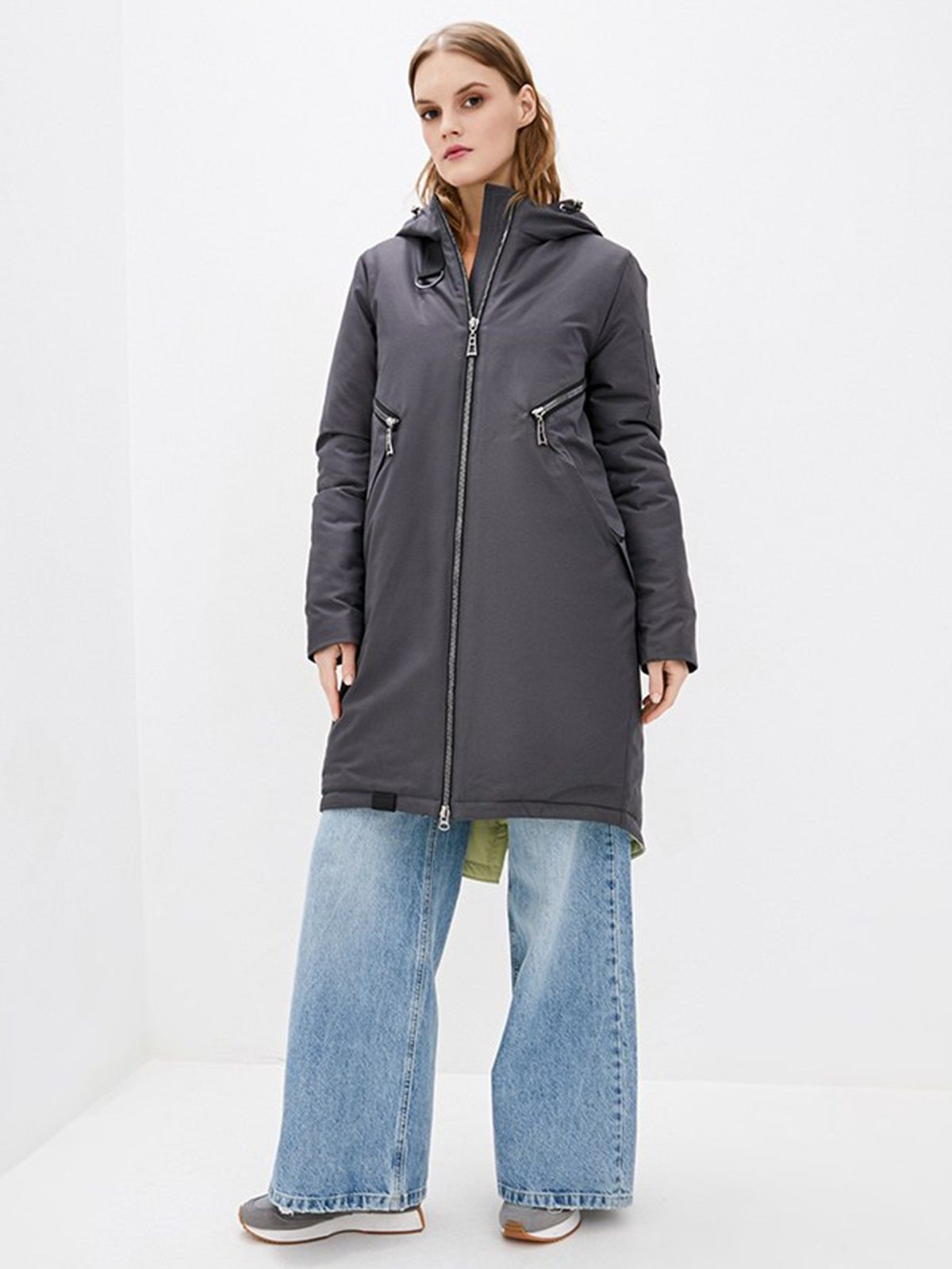 Демісезонна куртка-парка на теплу зиму сіра | 92065