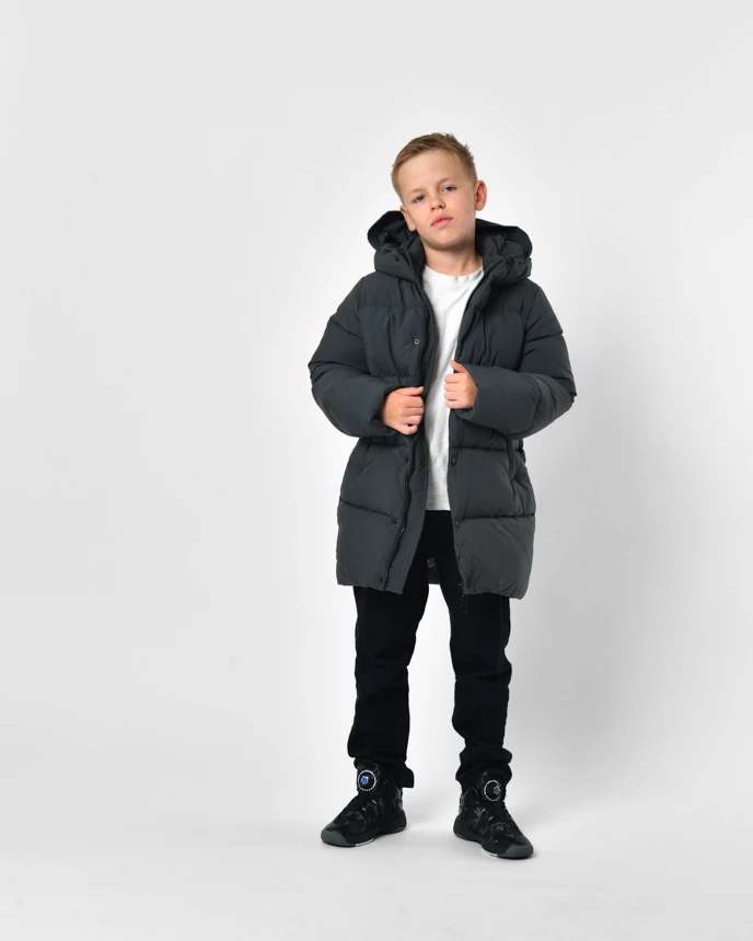 Зимовий пуховик графіт для хлопчиків | 92358