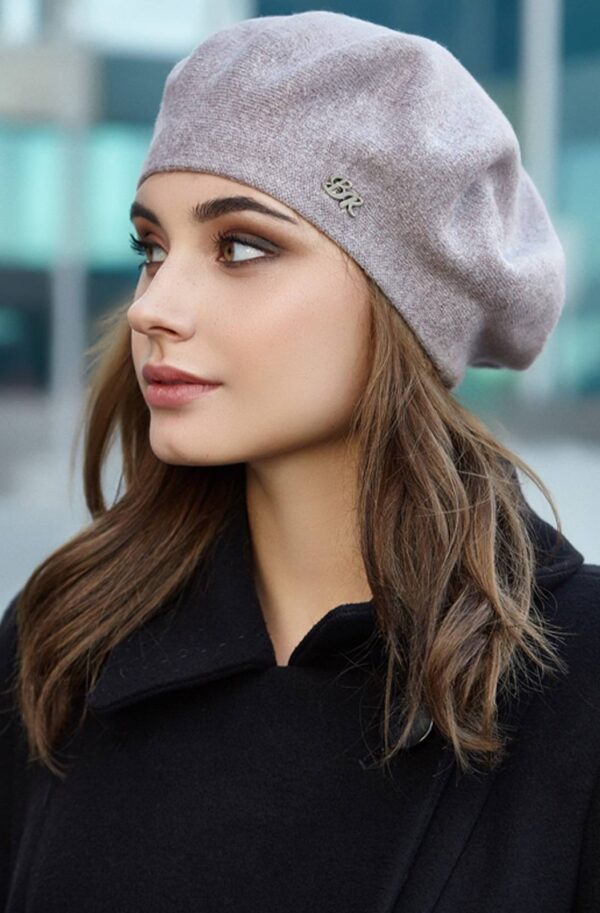 Подвійний берет в класичному стилі бежевий | 92082