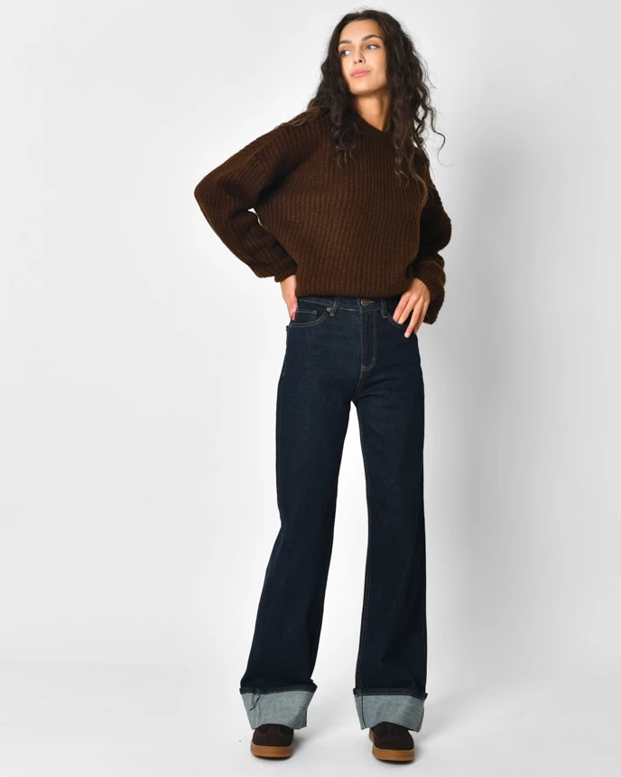 Вільні джинси прямого крою темно-сині | 92236