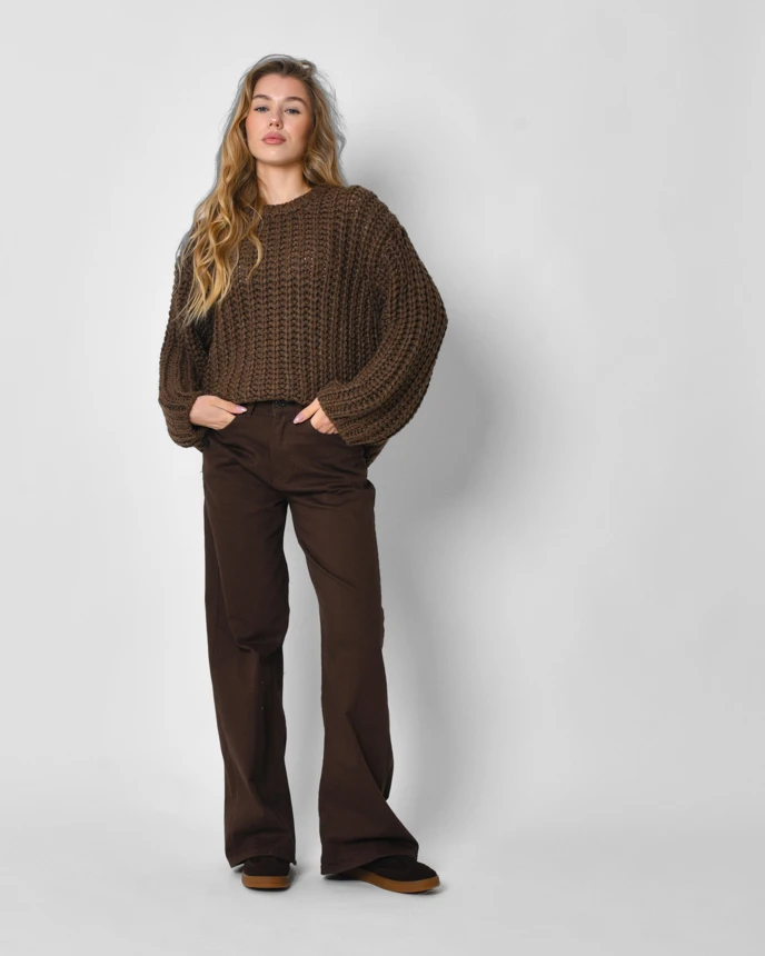 Широкі джинси прямого крою коричневі | 92312 Широкі джинси прямого крою коричневі | 92312