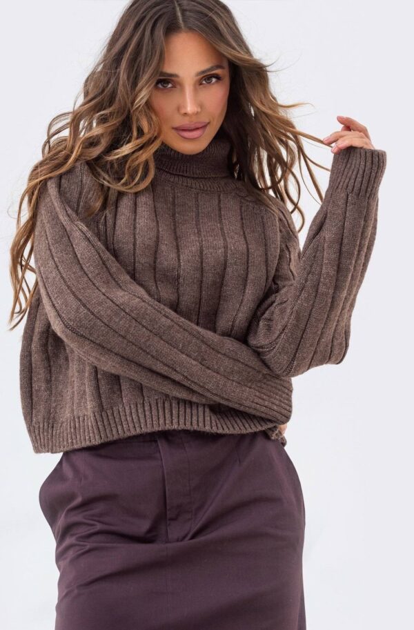 Светр вільного крою вовна з акрилом коричневий | 92147