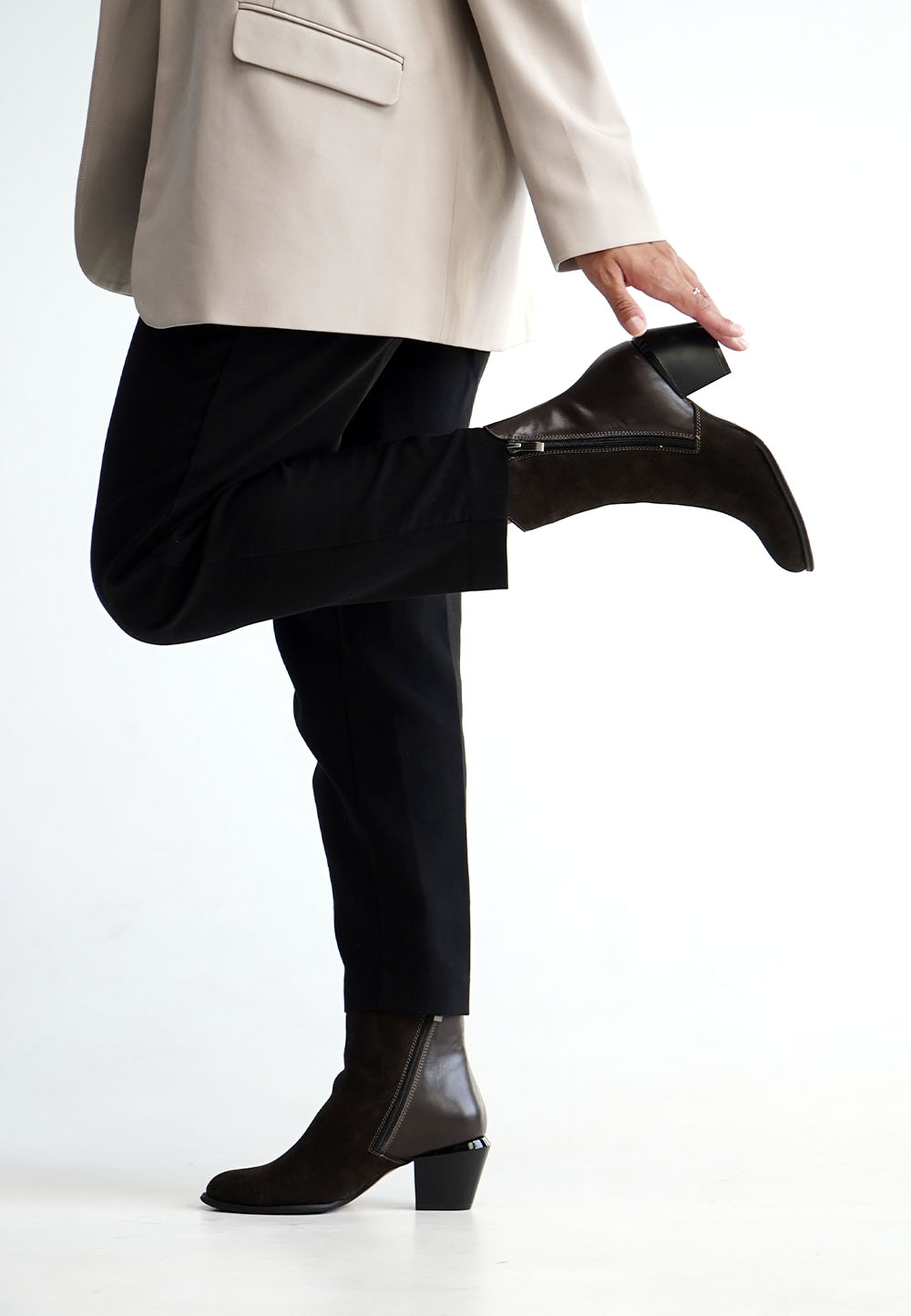 Черевики комбінація шкіри та замші коричневі | 92160 Черевики комбінація шкіри та замші коричневі | 92160