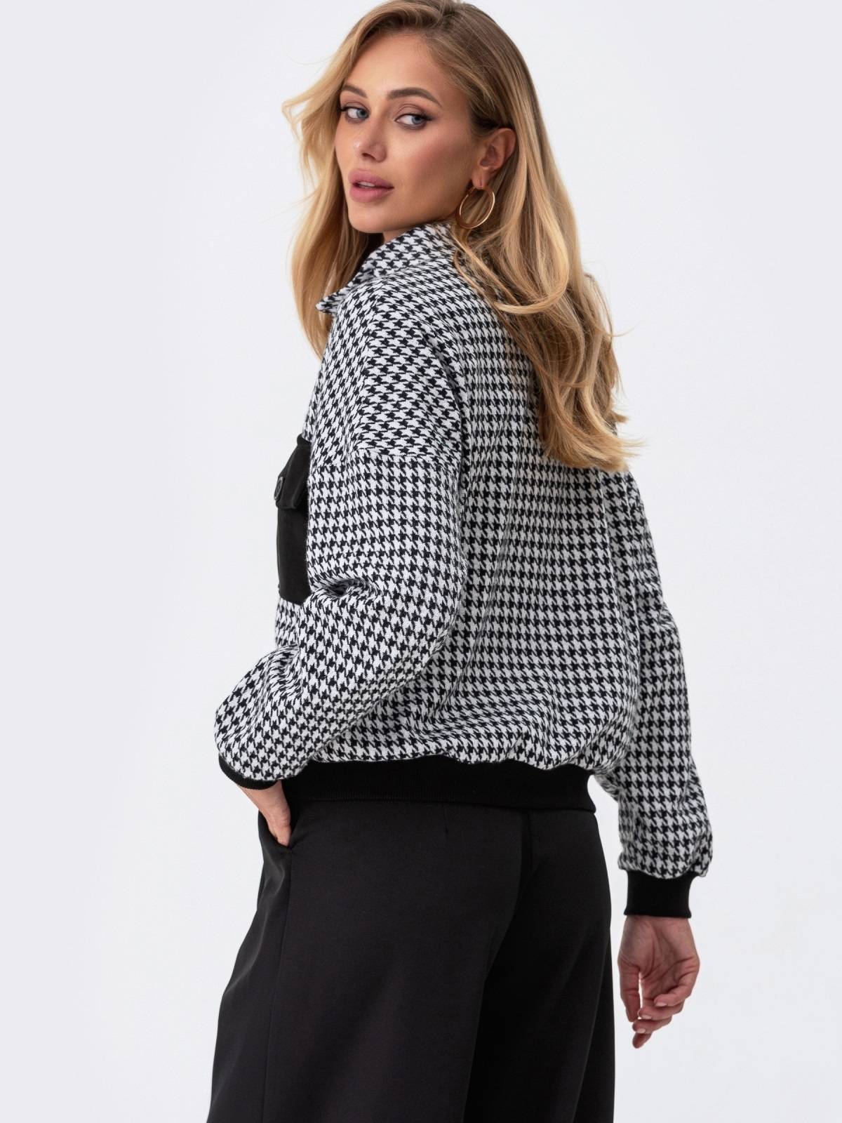 Бомбер вовняний в принт гусяча лапка | 91968 Бомбер вовняний в принт гусяча лапка | 91968