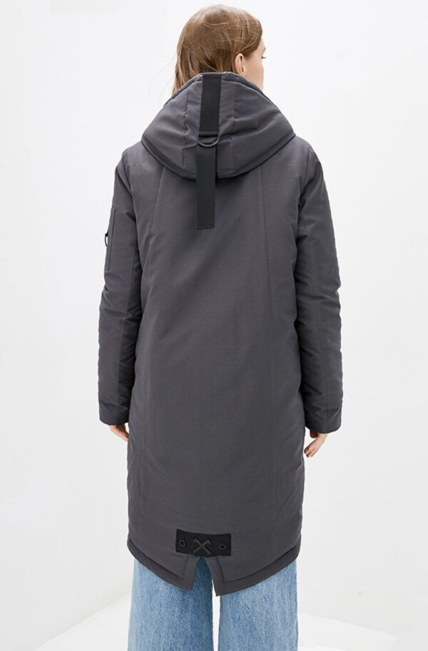 Демісезонна куртка-парка на теплу зиму сіра | 92065