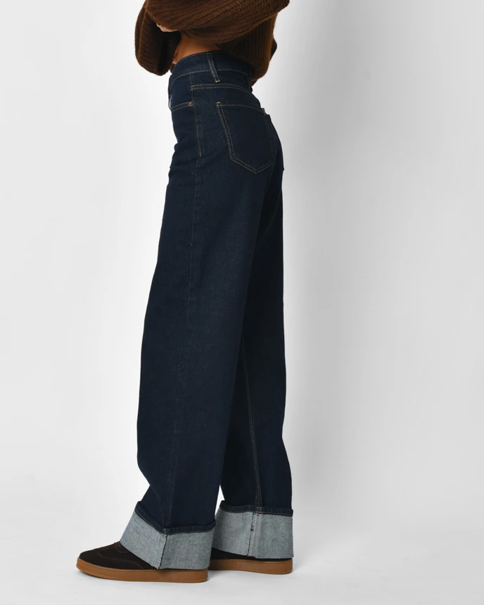 Вільні джинси прямого крою темно-сині | 92236