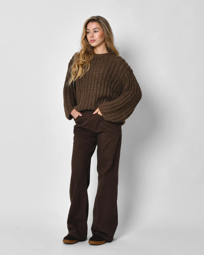 Широкі джинси прямого крою коричневі | 92312 Широкі джинси прямого крою коричневі | 92312