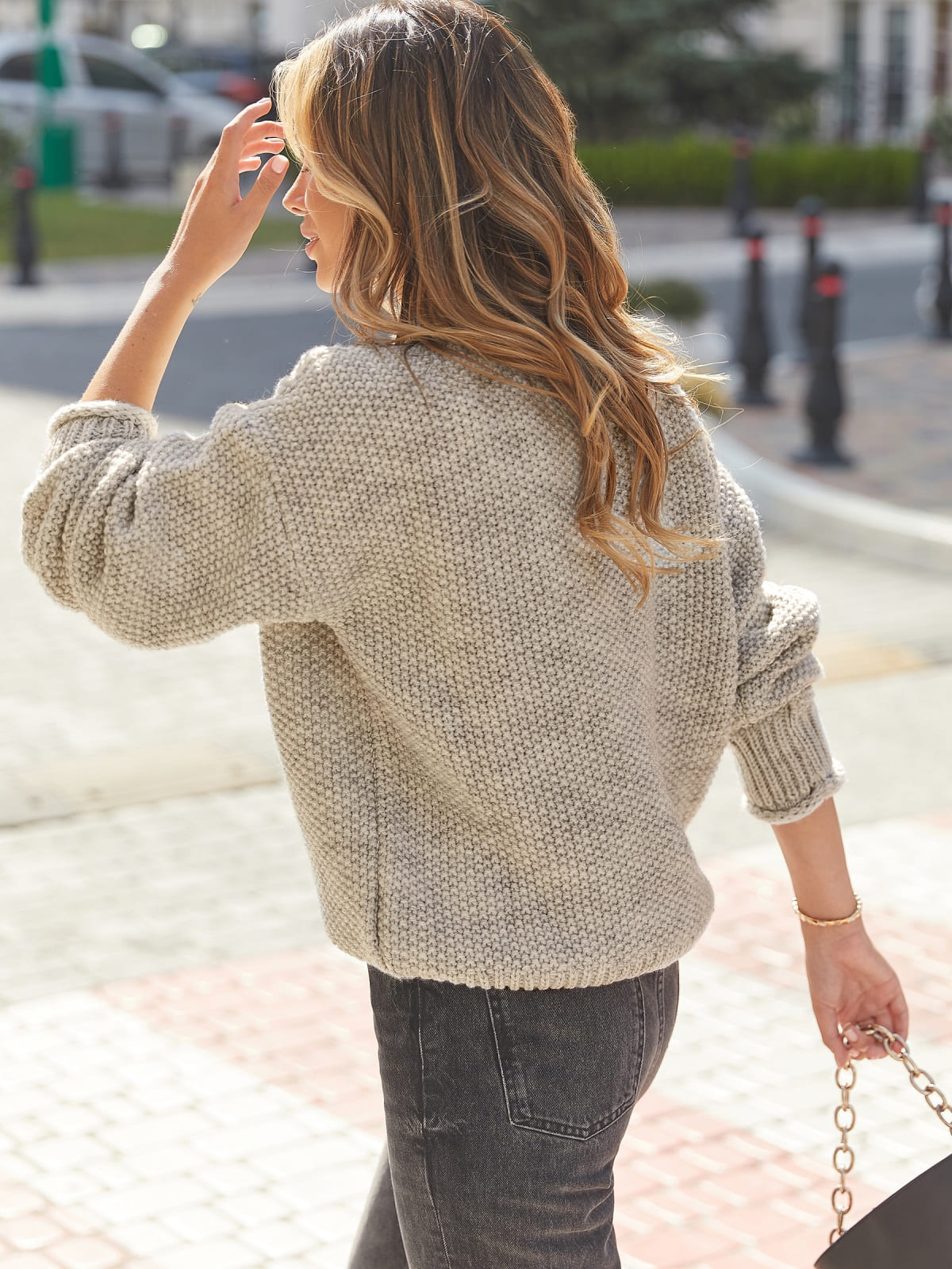 Напіввовняний рельєфний светр бежевий | 92435 Напіввовняний рельєфний светр бежевий | 92435