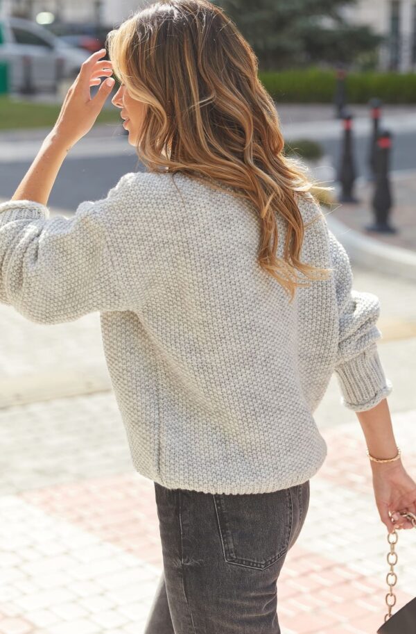 Напіввовняний рельєфний светр сірий | 92424