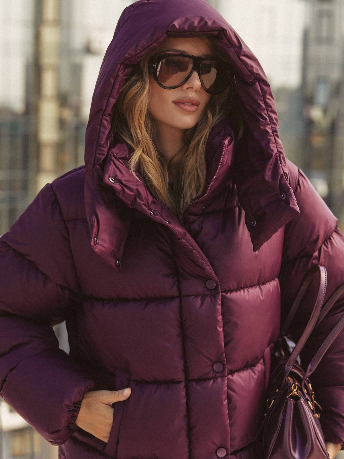 Зимова куртка знімним капюшоном бордова | 92090 Зимова куртка знімним капюшоном бордова | 92090