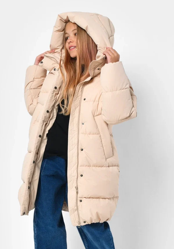 Зимовий пуховик для дівчаток бежевий | 92185