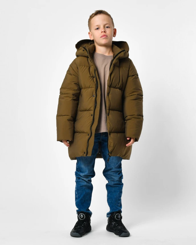 Зимовий пуховик хакі для хлопчиків | 92395 Зимовий пуховик хакі для хлопчиків | 92395