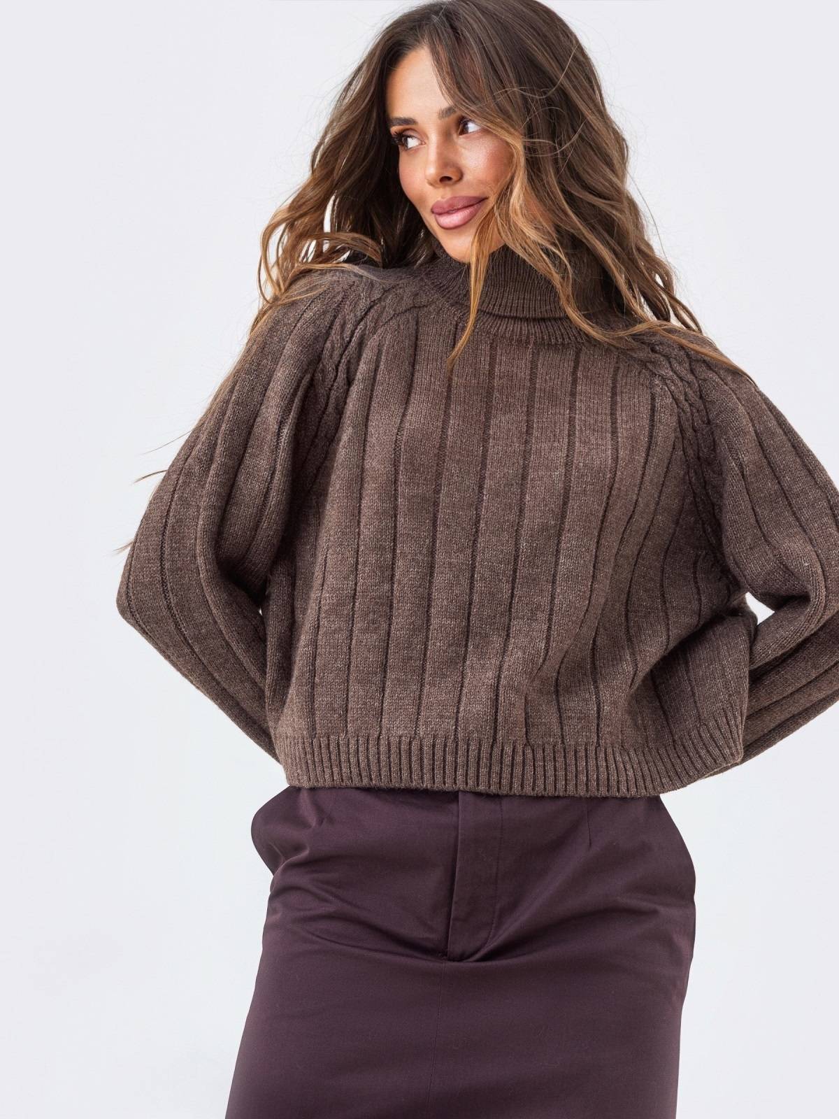 Светр вільного крою вовна з акрилом коричневий | 92147