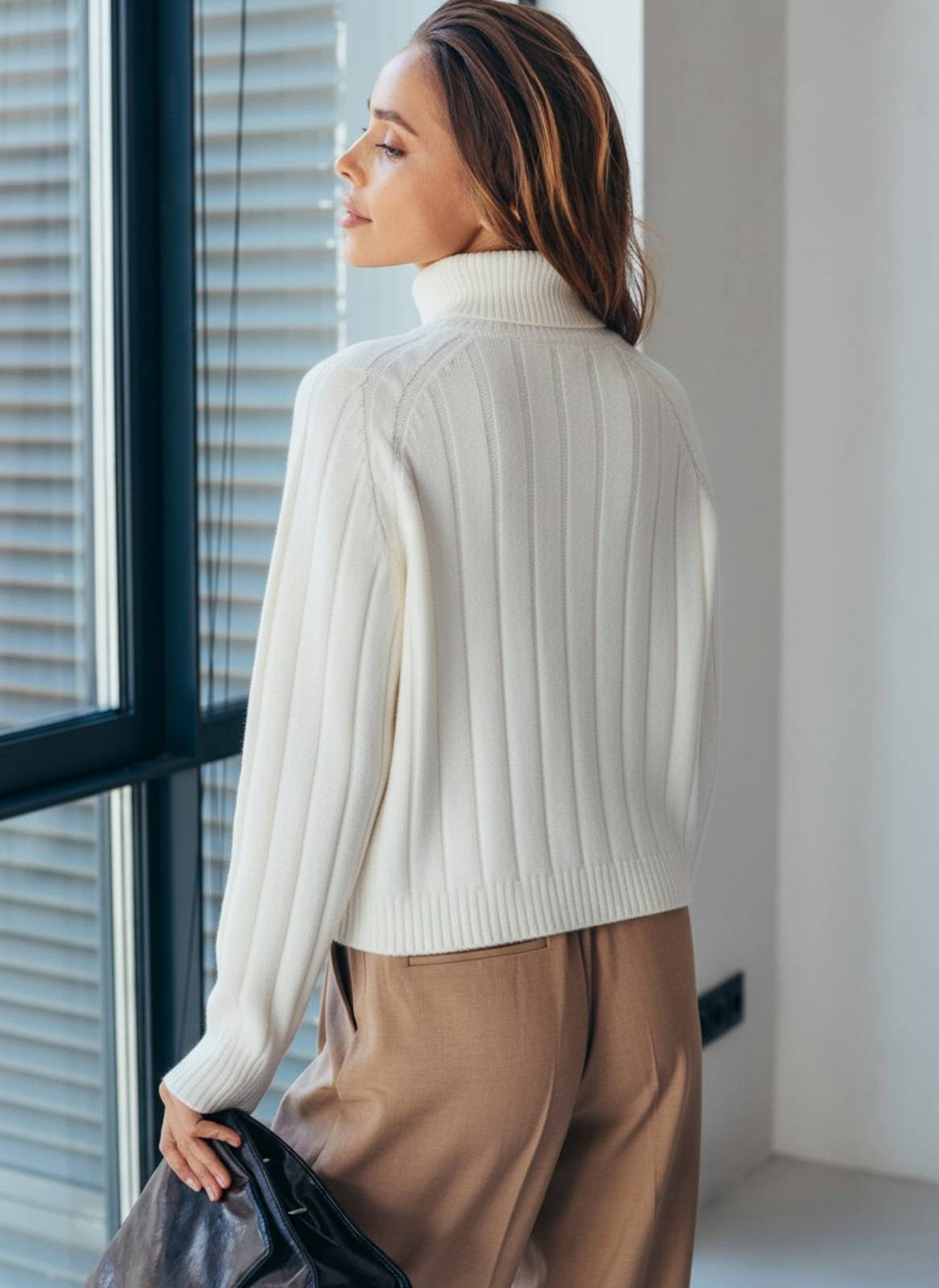 Светр вільного крою вовна з акрилом молочний | 92158