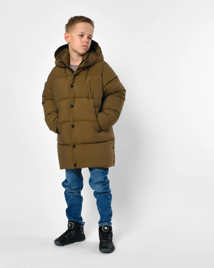 Зимовий пуховик хакі для хлопчиків | 92395 Зимовий пуховик хакі для хлопчиків | 92395