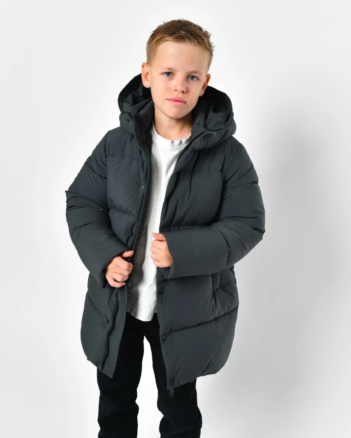 Зимовий пуховик графіт для хлопчиків | 92358