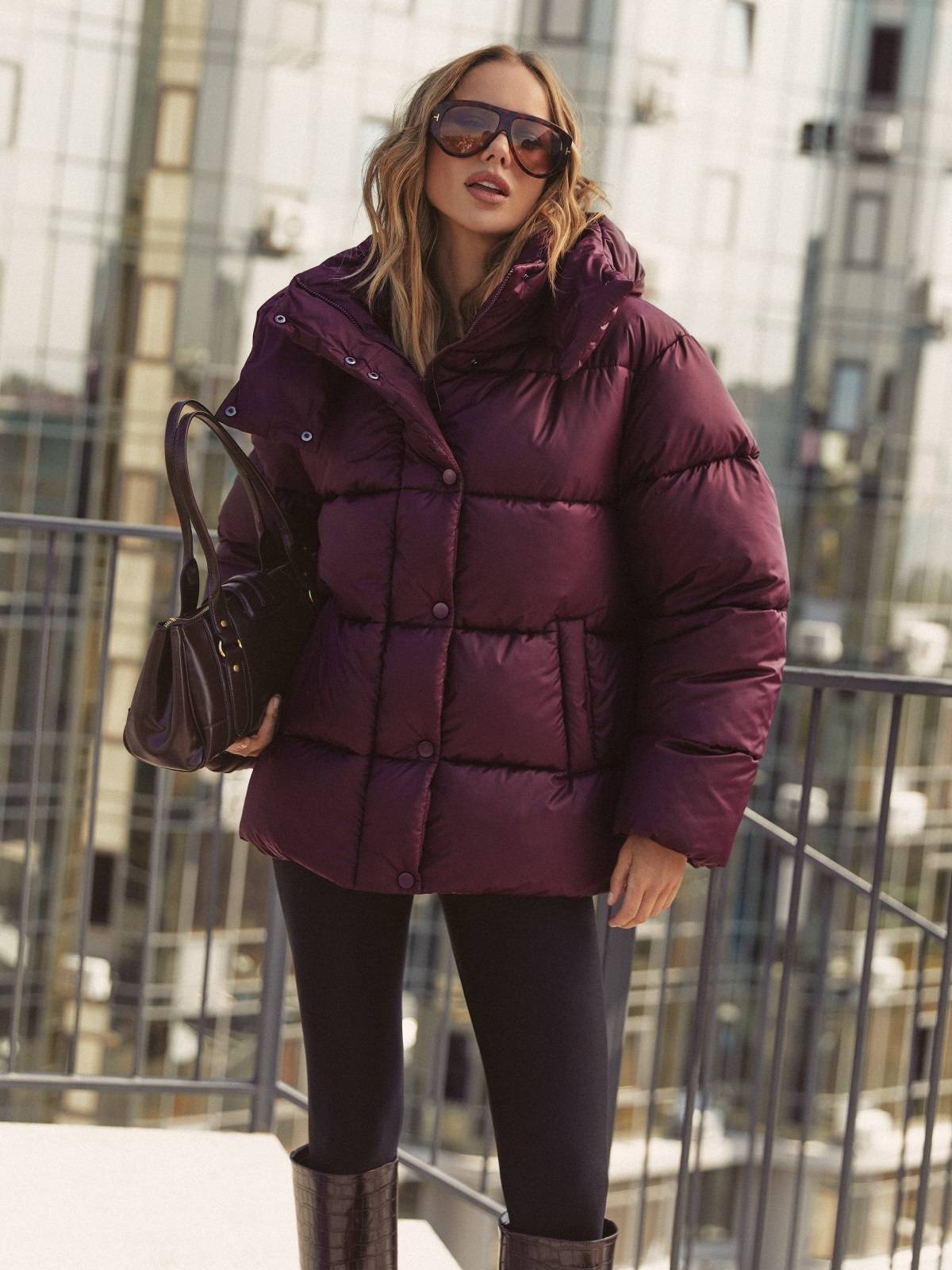 Зимова куртка знімним капюшоном бордова | 92090 Зимова куртка знімним капюшоном бордова | 92090