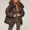 Куртка зі штучним хутром на комірі коричнева | 92490 Куртка зі штучним хутром на комірі коричнева | 92490