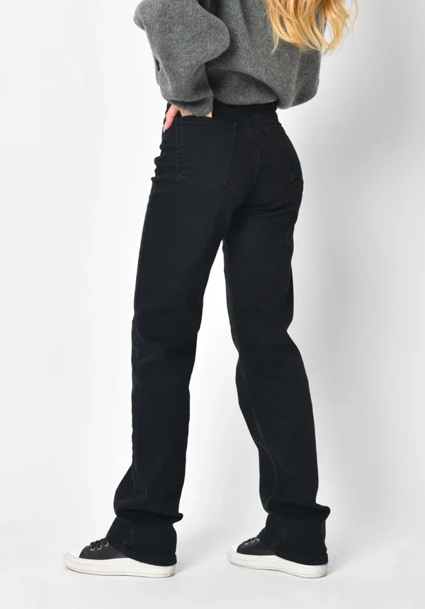 Прямі джинси чорні з високою посадкою | 92251