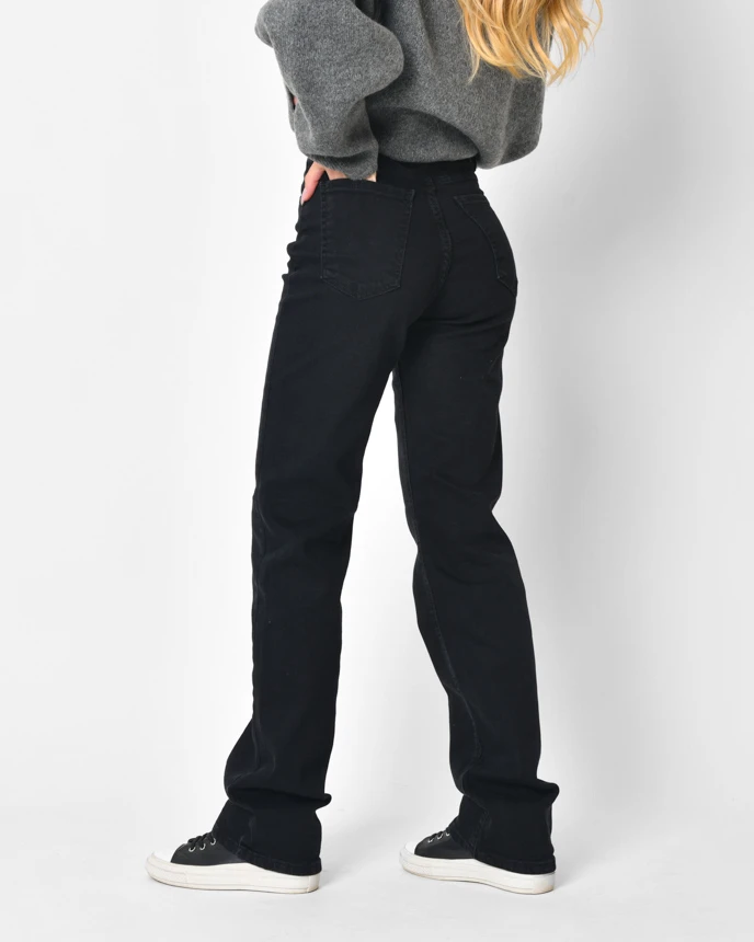 Прямі джинси чорні з високою посадкою | 92251