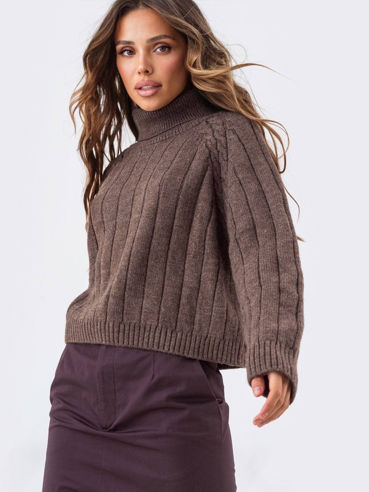 Светр вільного крою вовна з акрилом коричневий | 92147