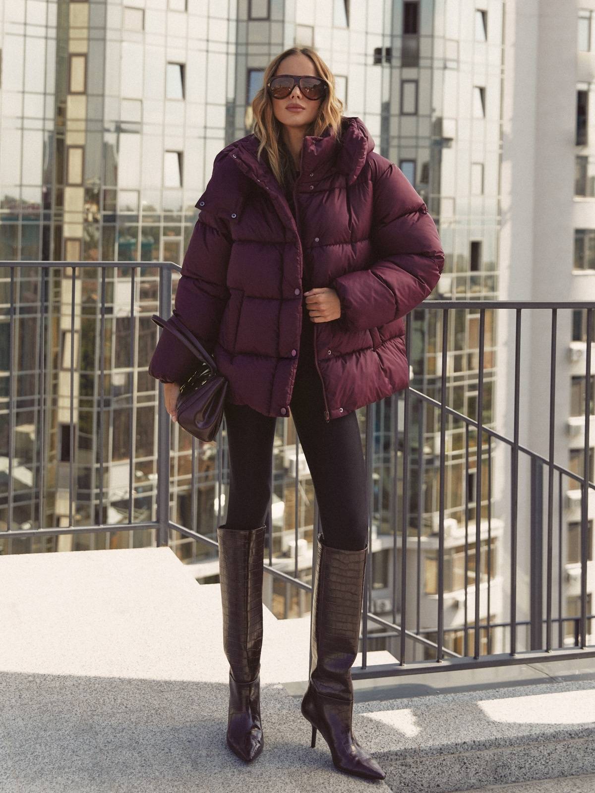 Зимова куртка знімним капюшоном бордова | 92090 Зимова куртка знімним капюшоном бордова | 92090