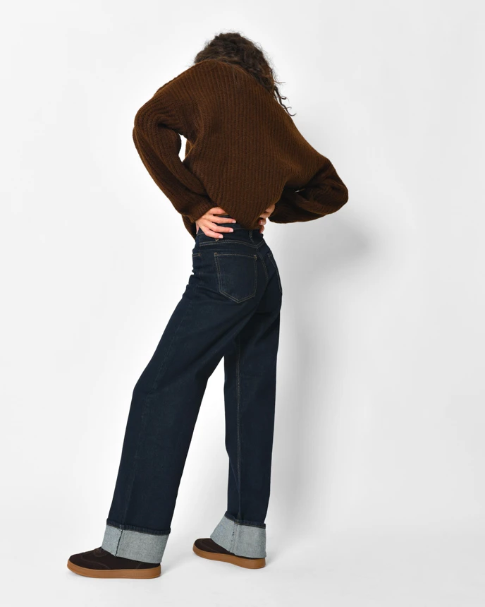 Вільні джинси прямого крою темно-сині | 92236