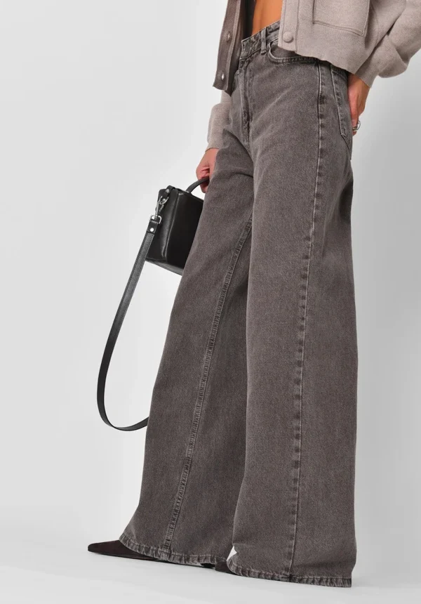 Широкі джинси сірі з ефектом варки | 92295