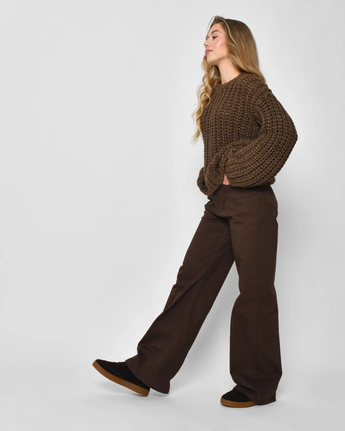 Широкі джинси прямого крою коричневі | 92312 Широкі джинси прямого крою коричневі | 92312