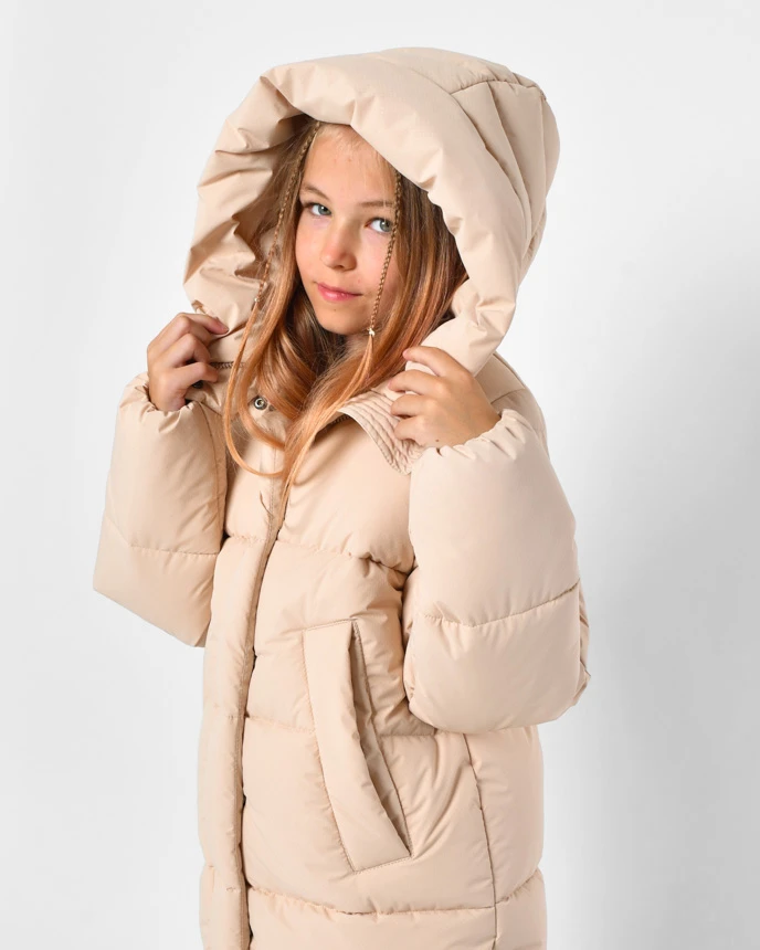 Зимовий пуховик для дівчаток бежевий | 92185 Зимовий пуховик для дівчаток бежевий | 92185