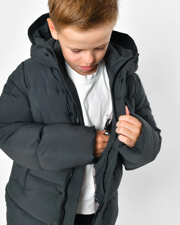 Зимовий пуховик графіт для хлопчиків | 92358