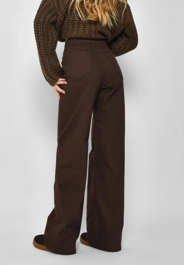 Широкі джинси прямого крою коричневі | 92312