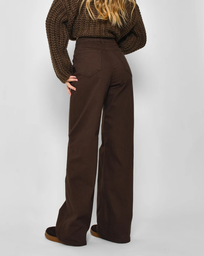 Широкі джинси прямого крою коричневі | 92312 Широкі джинси прямого крою коричневі | 92312