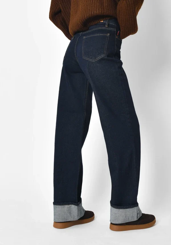 Вільні джинси прямого крою темно-сині | 92236