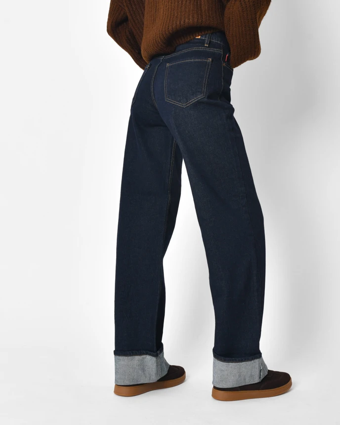 Вільні джинси прямого крою темно-сині | 92236