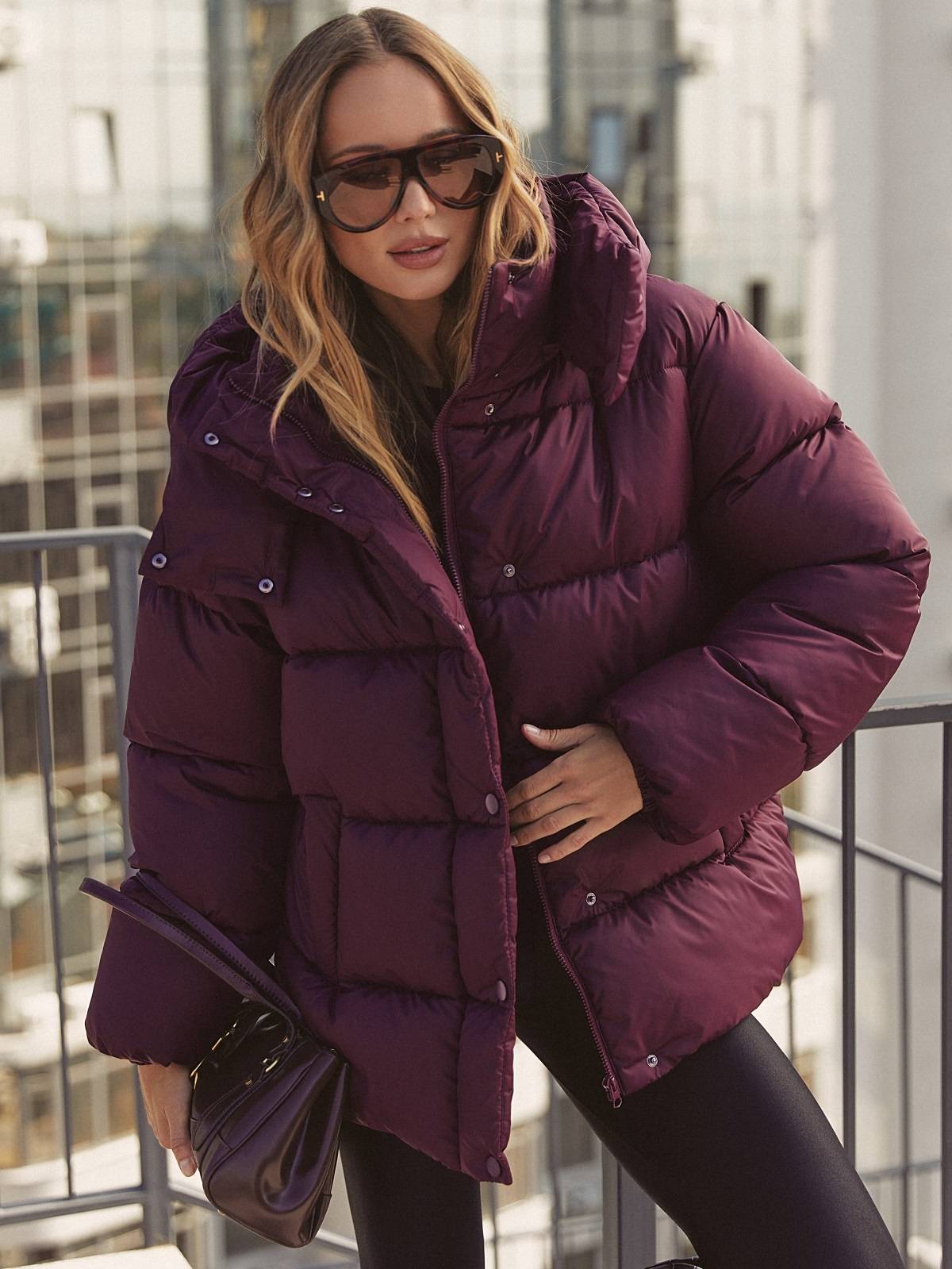 Зимова куртка знімним капюшоном бордова | 92090 Зимова куртка знімним капюшоном бордова | 92090