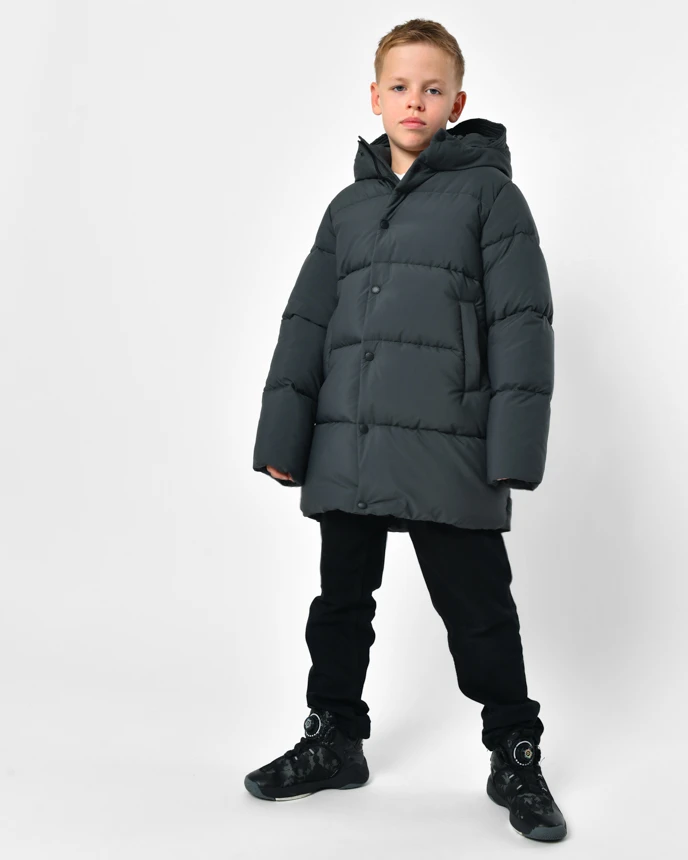 Зимовий пуховик графіт для хлопчиків | 92358