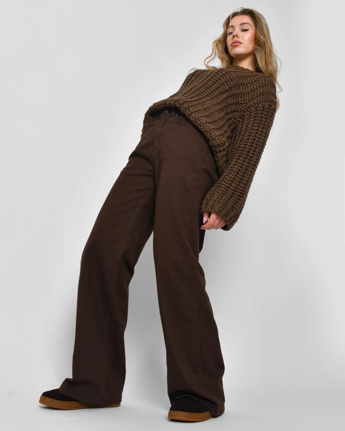 Широкі джинси прямого крою коричневі | 92312 Широкі джинси прямого крою коричневі | 92312