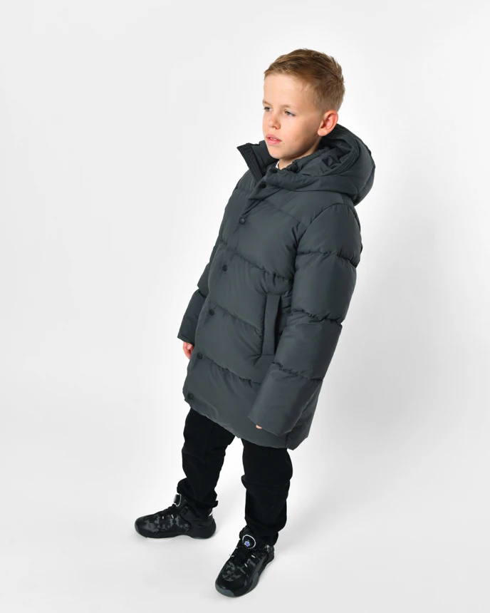 Зимовий пуховик графіт для хлопчиків | 92358